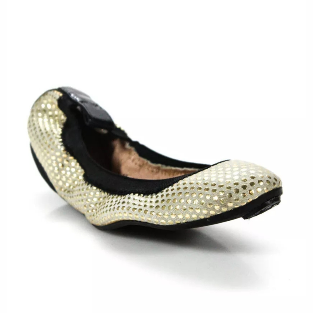 REISS SLIP ON BALLET FLATS BEIGE GOLD SUEDE shoes - Picture 1 of 5